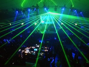 laser show with green lasers